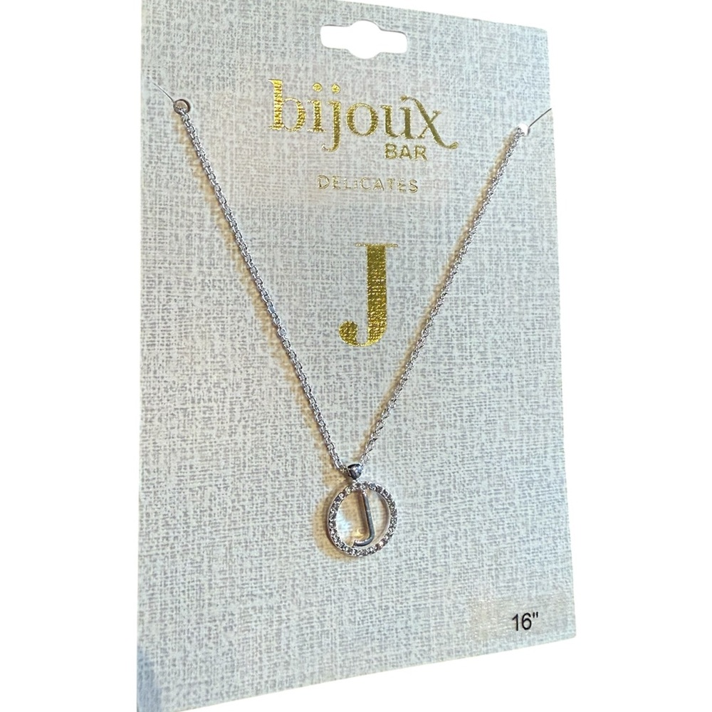 ☮️NEW BIJOUX Silver Initial “J” Necklace with Pendant
